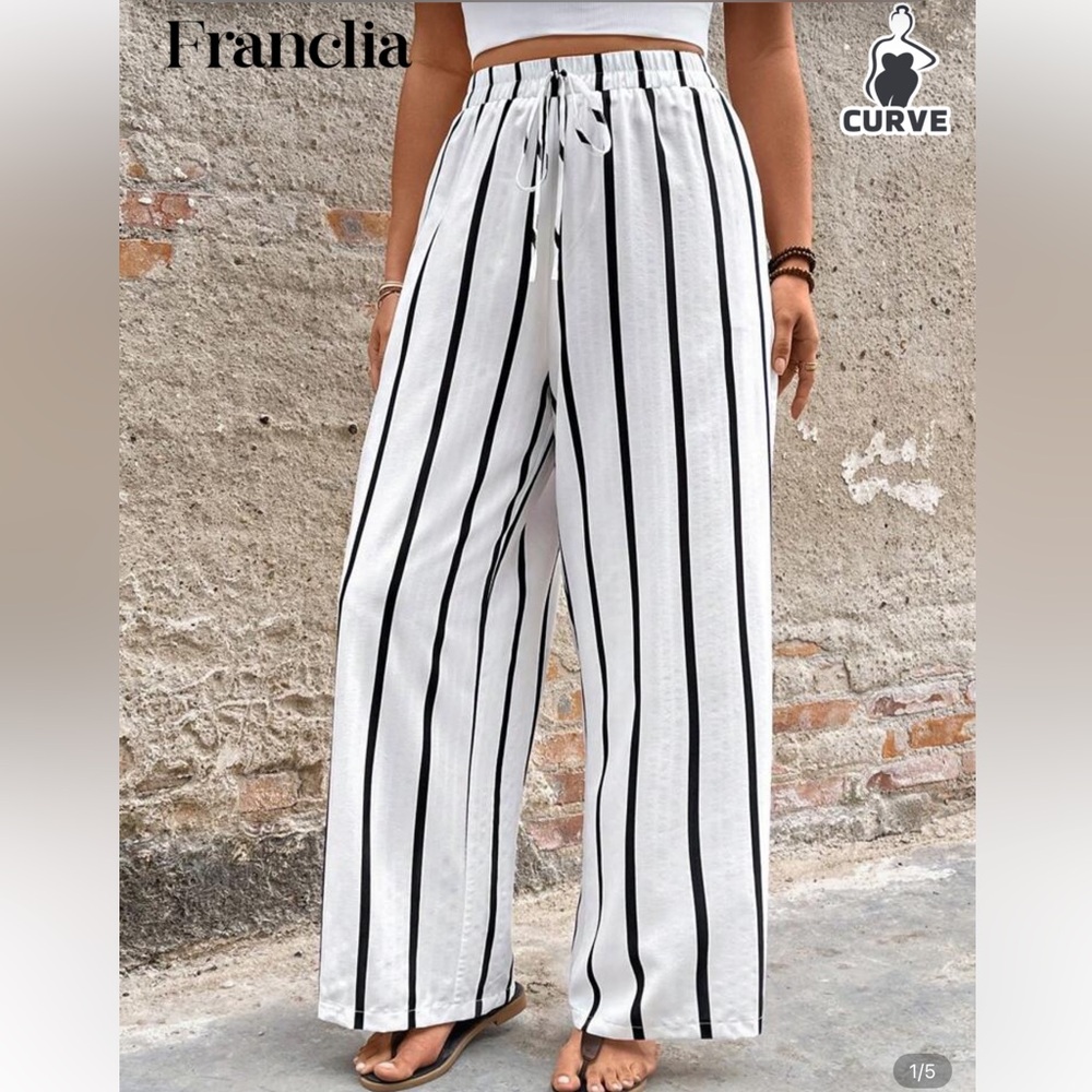 SHEIN Black and White Wide Leg Palazzo Pants